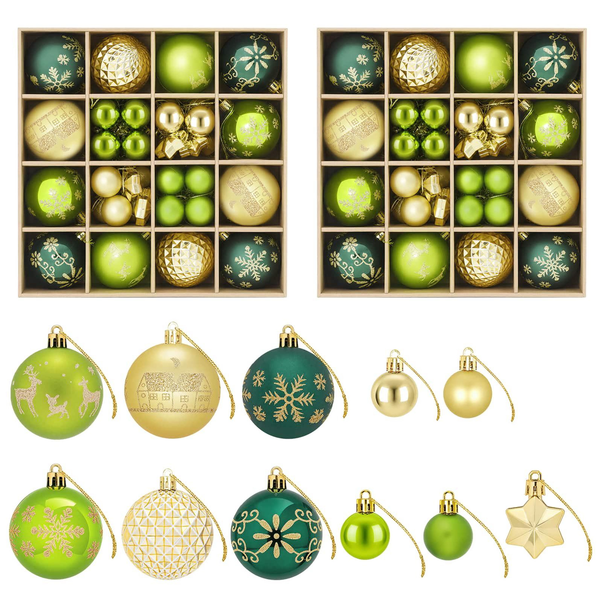 VIDAXL Ensemble de boules de Noël 88 pc Vert clair, or et vert fonce