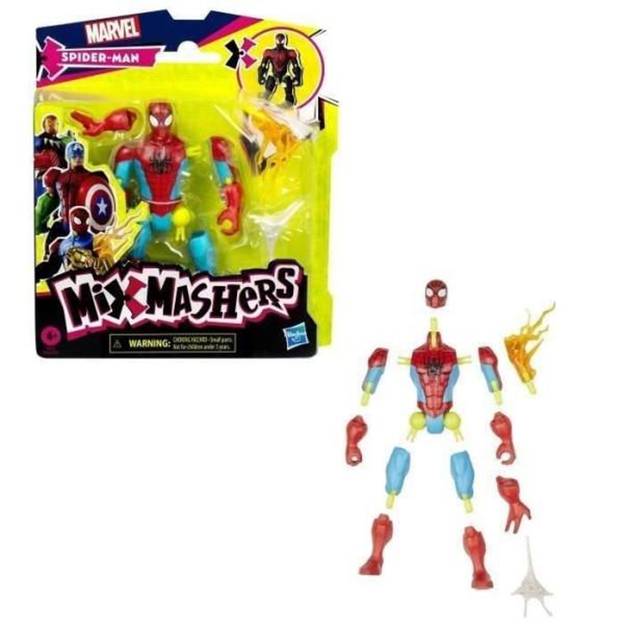 HASBRO MixMashers SpiderMan, figurine 12 cm personnalisable a mélanger et combiner avec accessoires, Marvel, des 4 ans