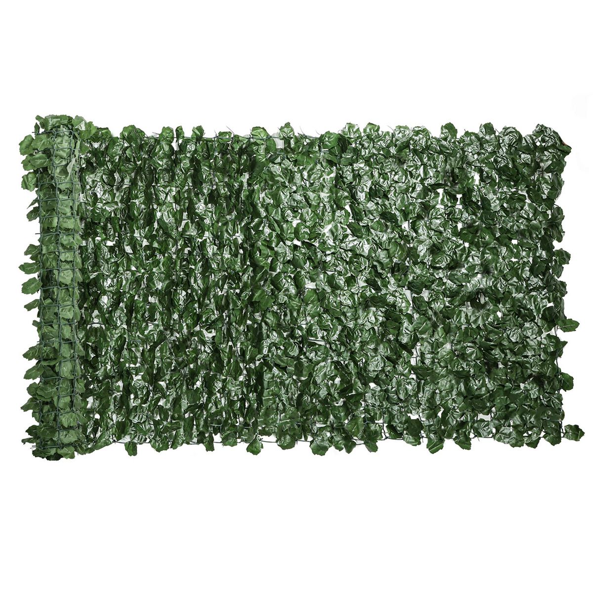 OUTSUNNY Haie Artificiel Brise-Vue décoration Rouleau 3L x 1H m Feuillage réaliste Anti-UV Vert Foncé