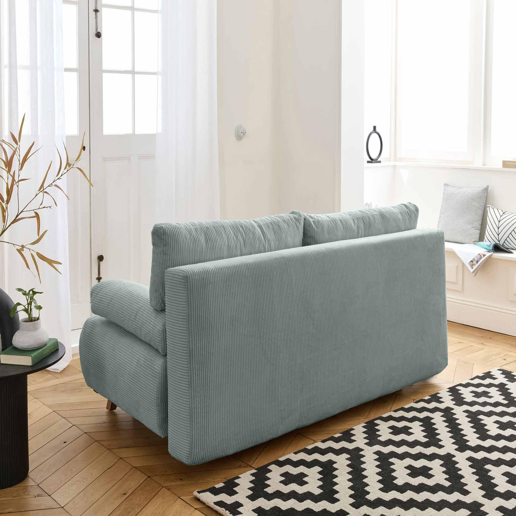 Voir la diapositive 5 : BEST MOBILIER Cristal - canapé 3 places - convertible avec coffre et pouf - en velours côtelé