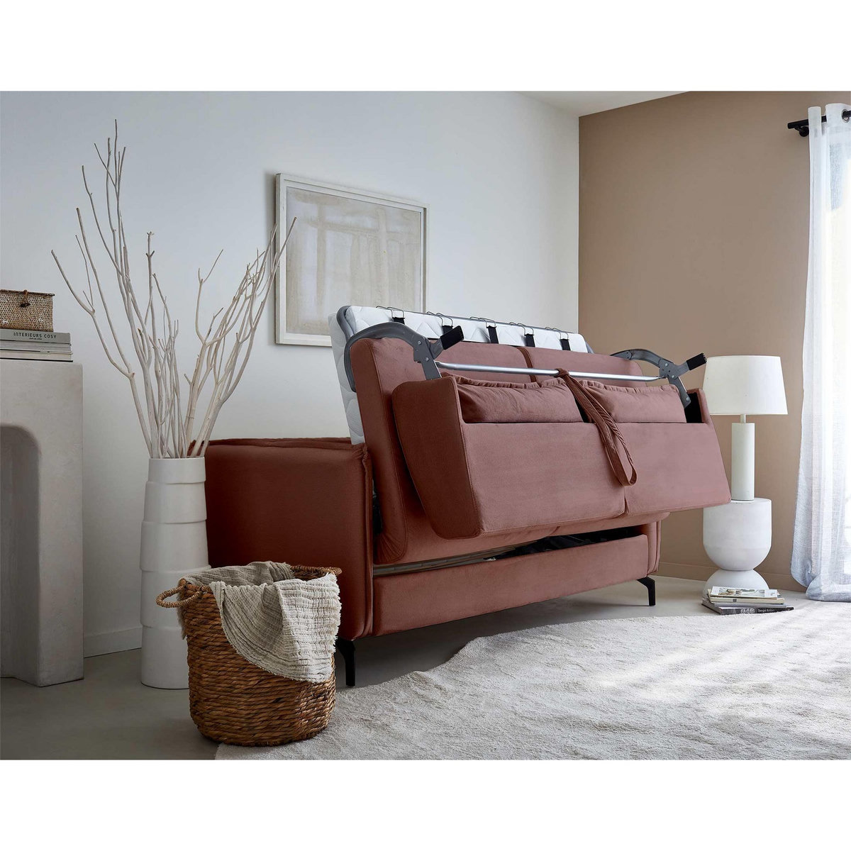 LISA DESIGN Agate - canapé 3 places convertible - couchage quotidien - matelas 14 cm - en velours