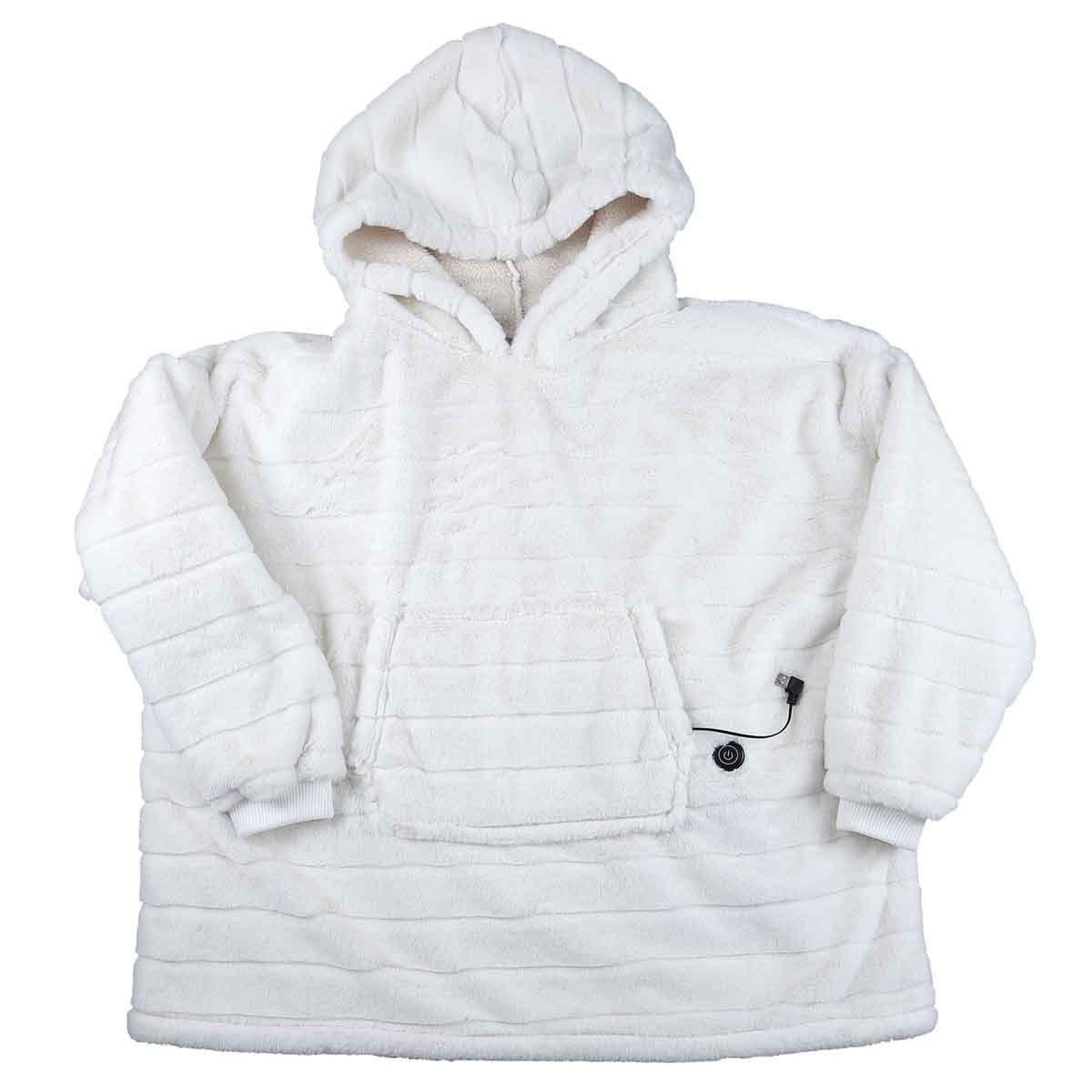 The Home Deco Factory Sweat à capuche  fausse fourrure  85x118cm blanc