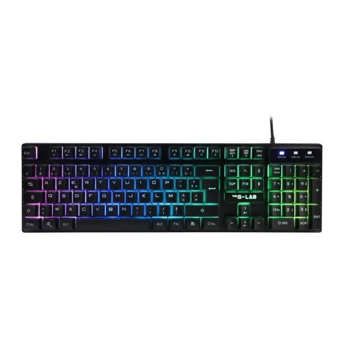 THE G-LAB Clavier Gaming - Membrane RGB - THE G-LAB - KEYZ-CAESIUM/FR - FR Layout - 12 raccourcis - 19 touches anti ghosting