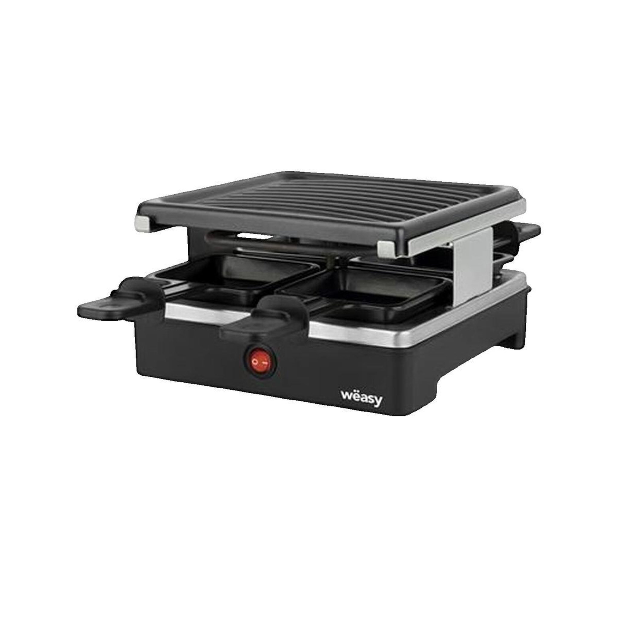 WEASY WEASY LUGA40 - Appareil a raclette et grill 4 personnes - 600W - Revetement anti-adhesif - 19,7x19,7cm - Plaque amovible