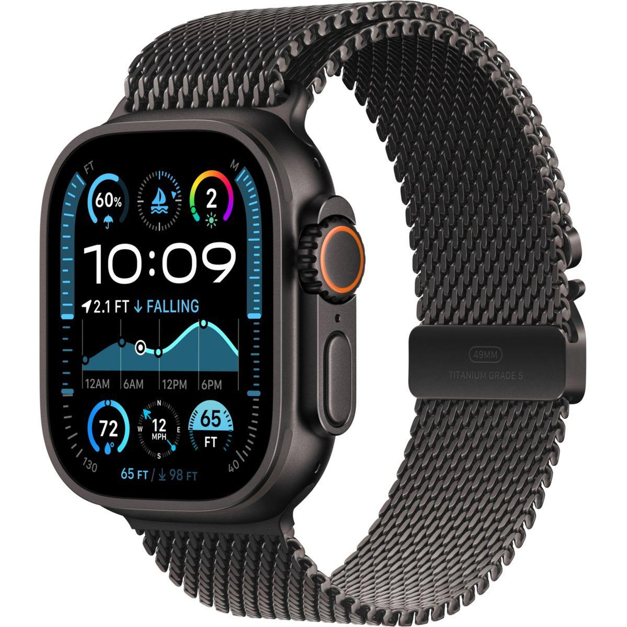 Voir la diapositive 1 : APPLE Montre connectée Ultra 2 49mm Noir / Milanais Loop S Cell