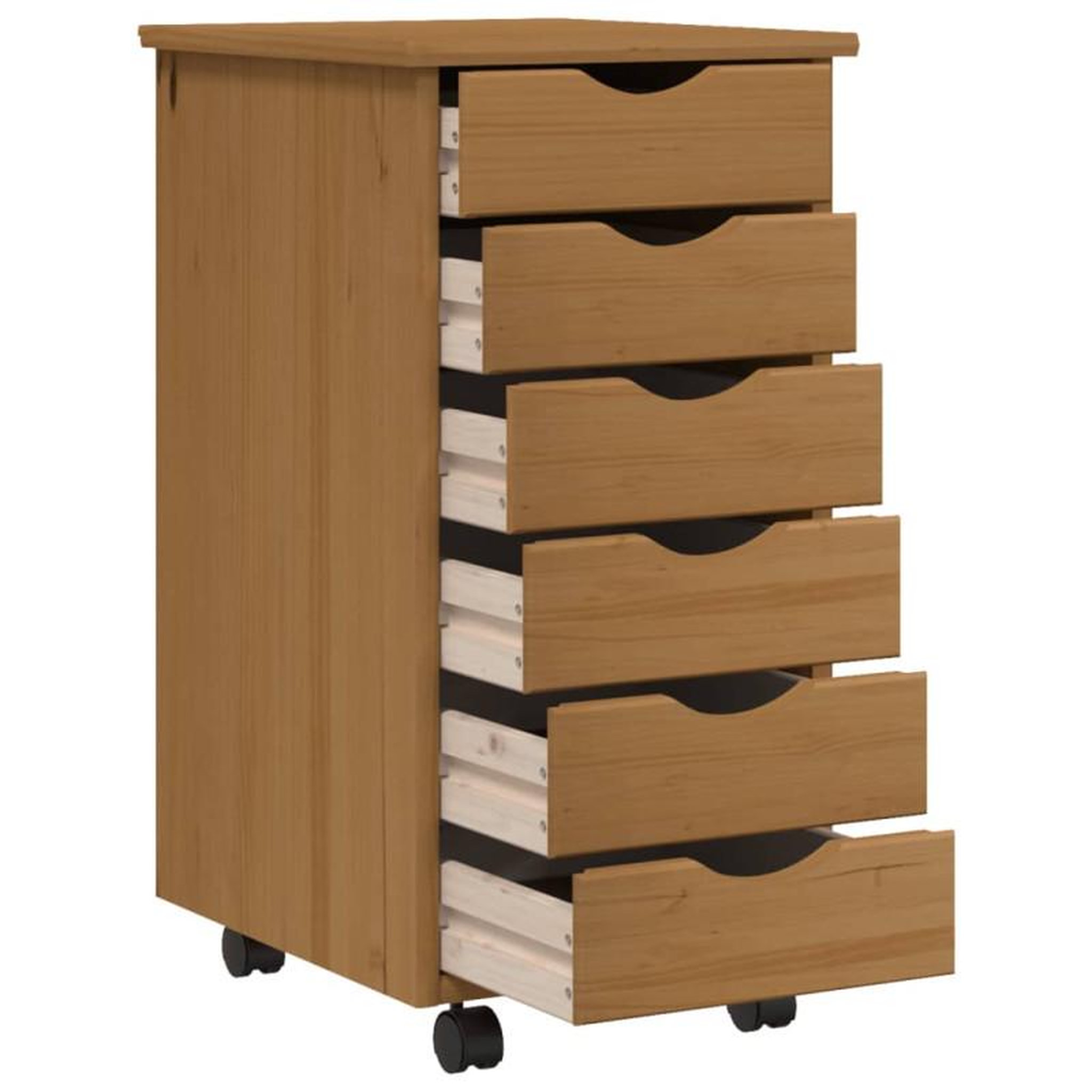 Voir la diapositive 3 : VIDAXL Armoire roulante avec tiroirs MOSS bois de pin marron miel