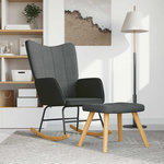 VIDAXL Chaise a bascule avec tabouret Gris fonce Tissu