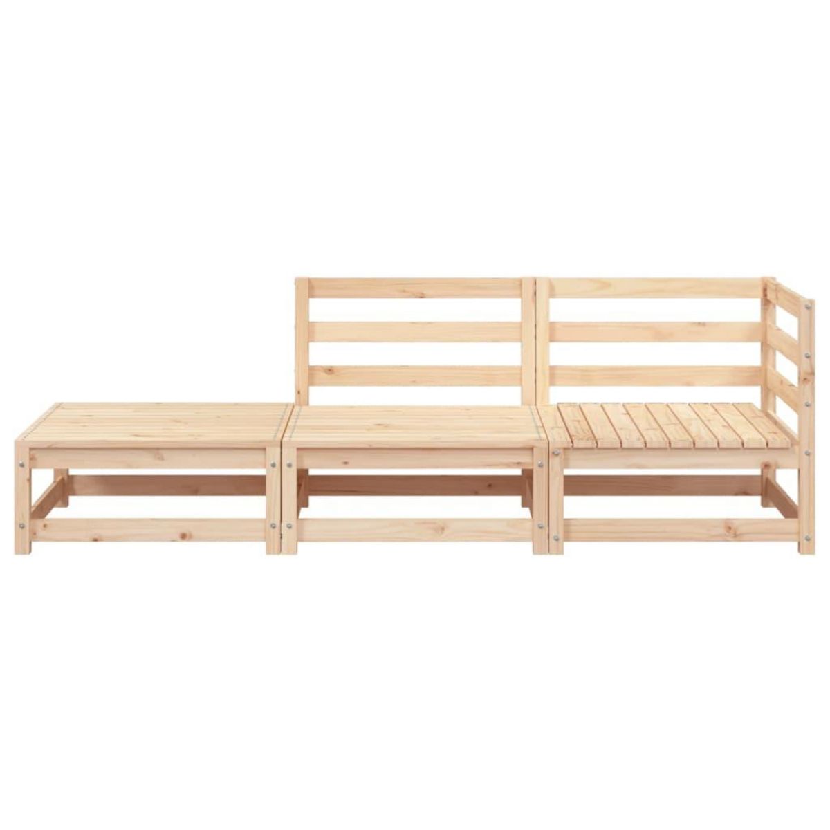 VIDAXL Canape de jardin et repose-pieds 2 places bois de pin massif