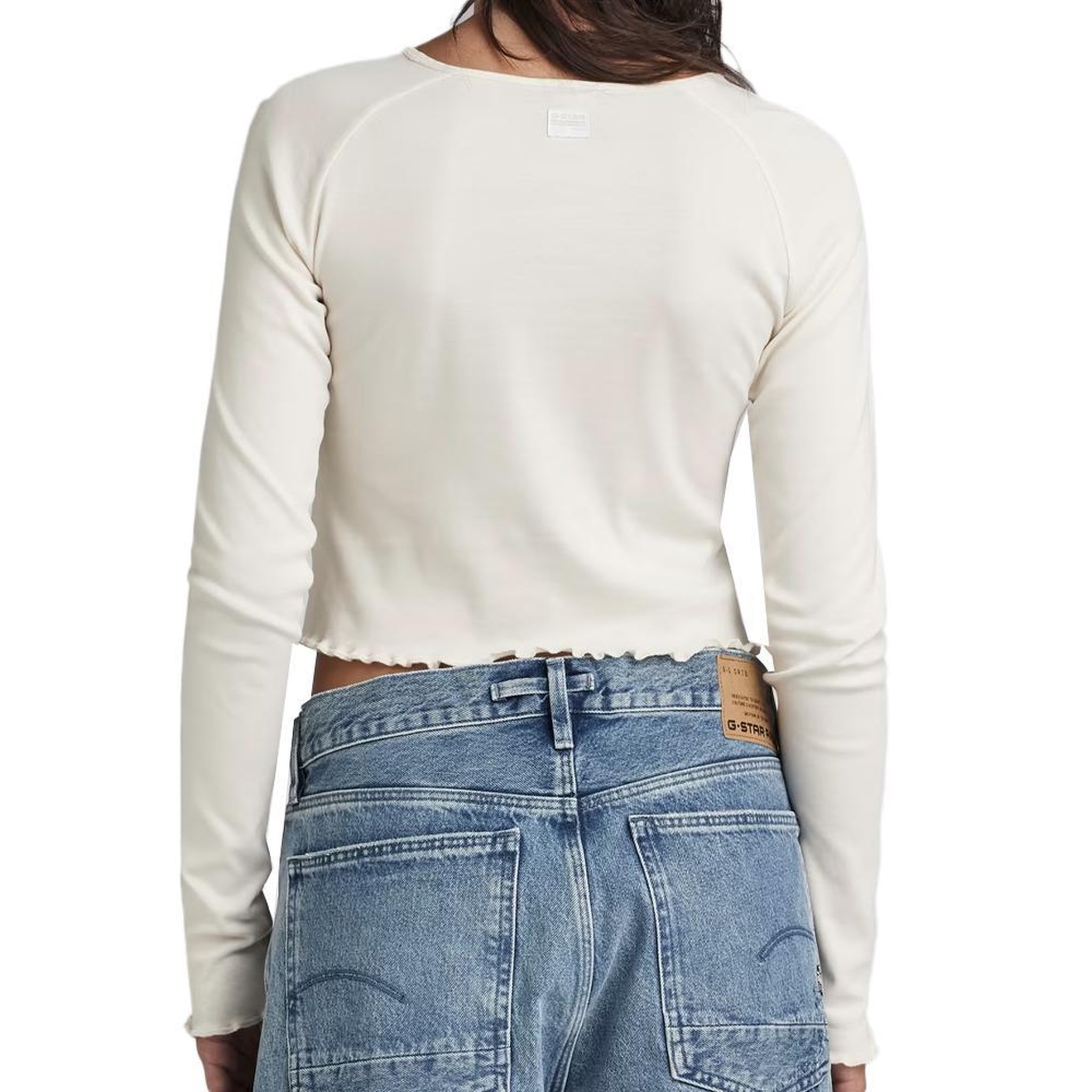 Voir la diapositive 2 : G-Star Raw T-shirt Manches longues Blanc Femme G-Star Cropped Baby Sis Raglan