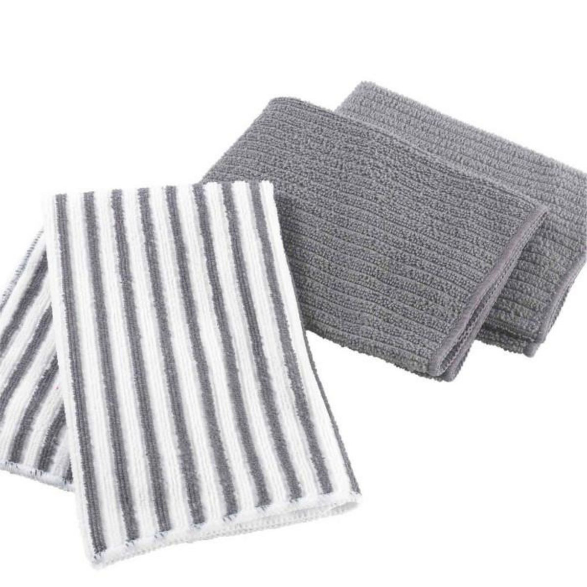 Paris Prix Lot de 3 Torchons Microfibre  Cuistot  40x40cm Gris