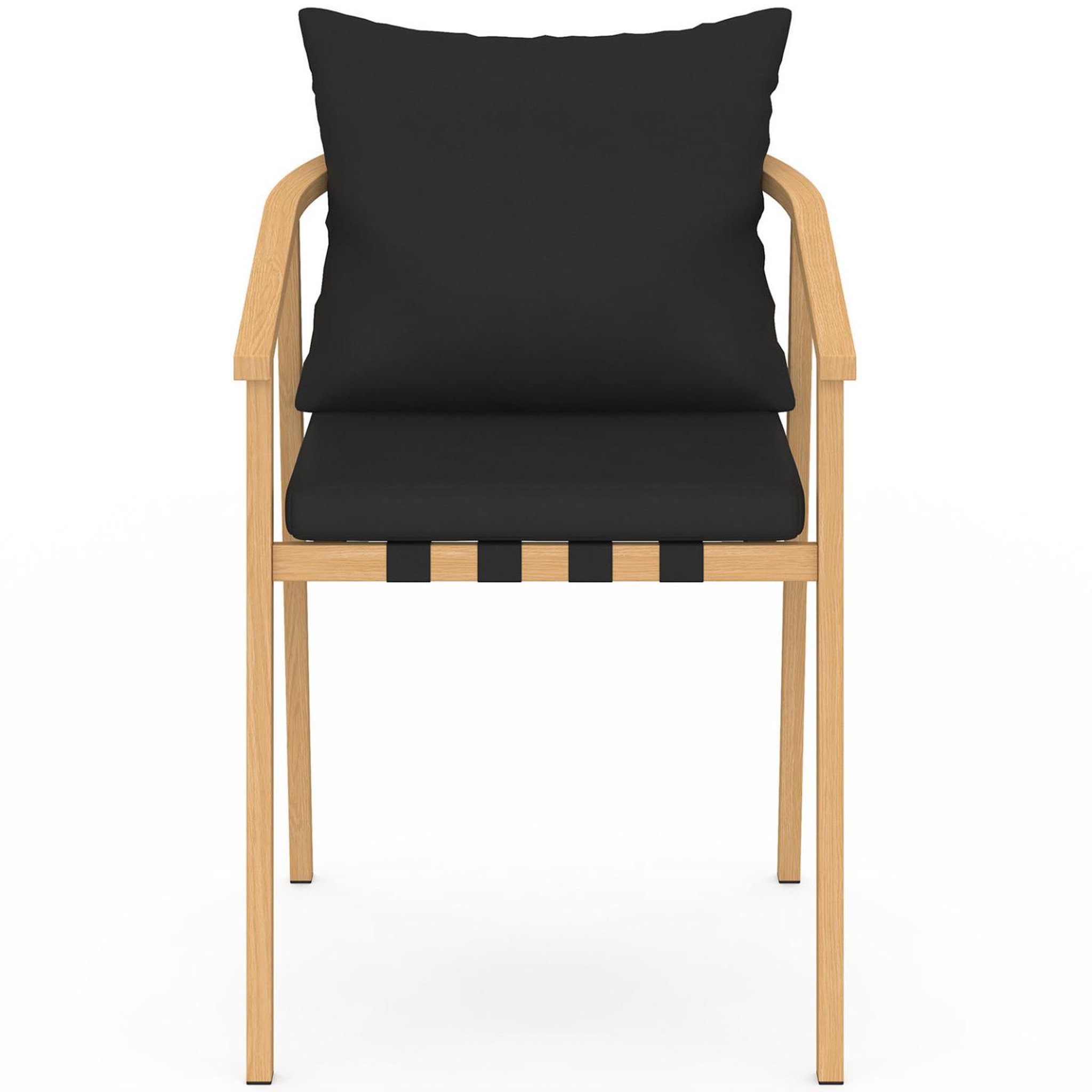 Voir la diapositive 3 : ID MARKET Lot de 4 chaises de jardin malta structure en métal effet bois, lanières et coussins noirs