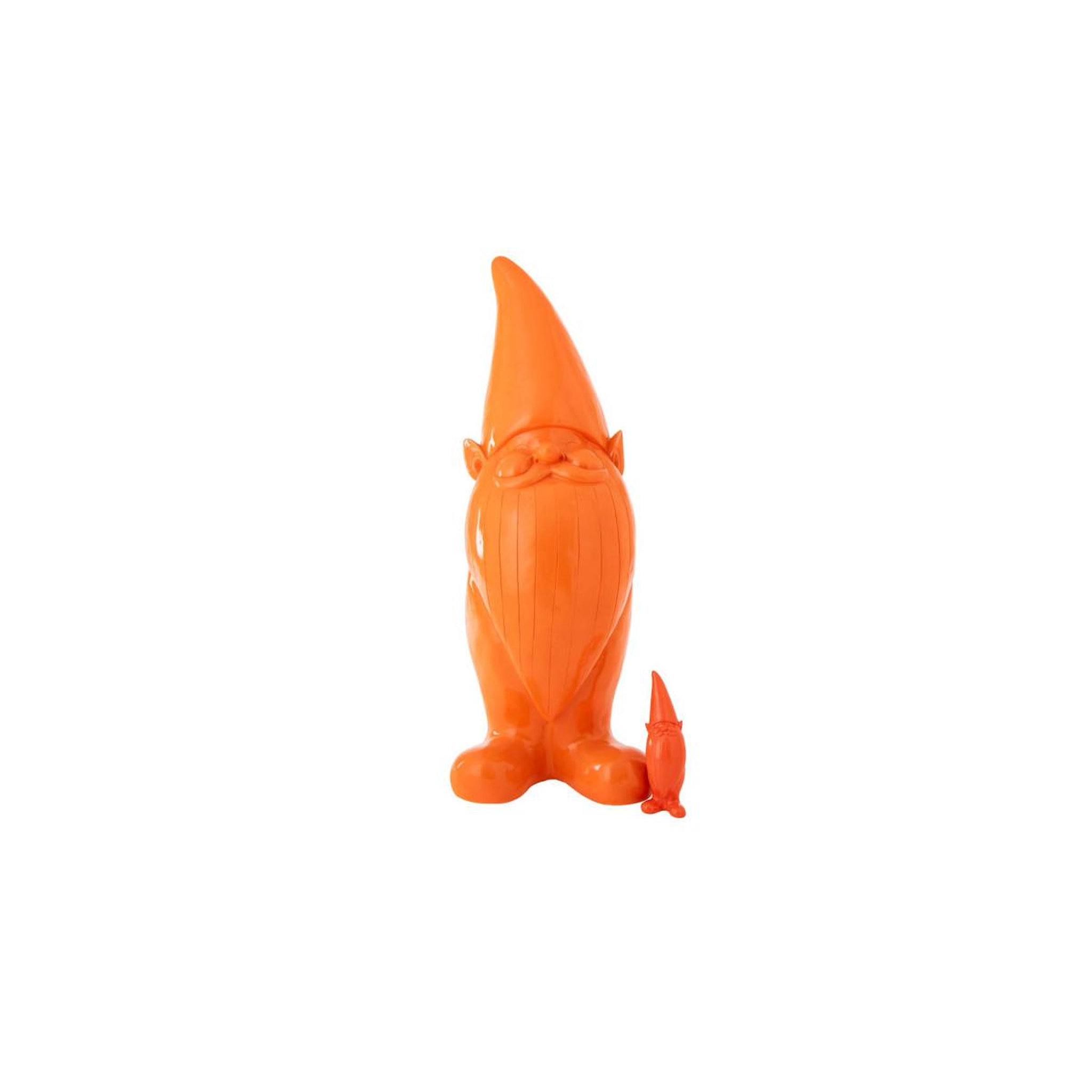 Voir la diapositive 3 : J-LINE Statuette lutin d'extérieur  gnomo  34cm orange