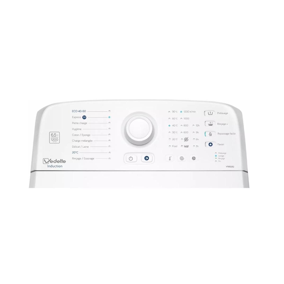 Vedette Lave-linge top 6.5kg 1200 tours/min - VT6522Q