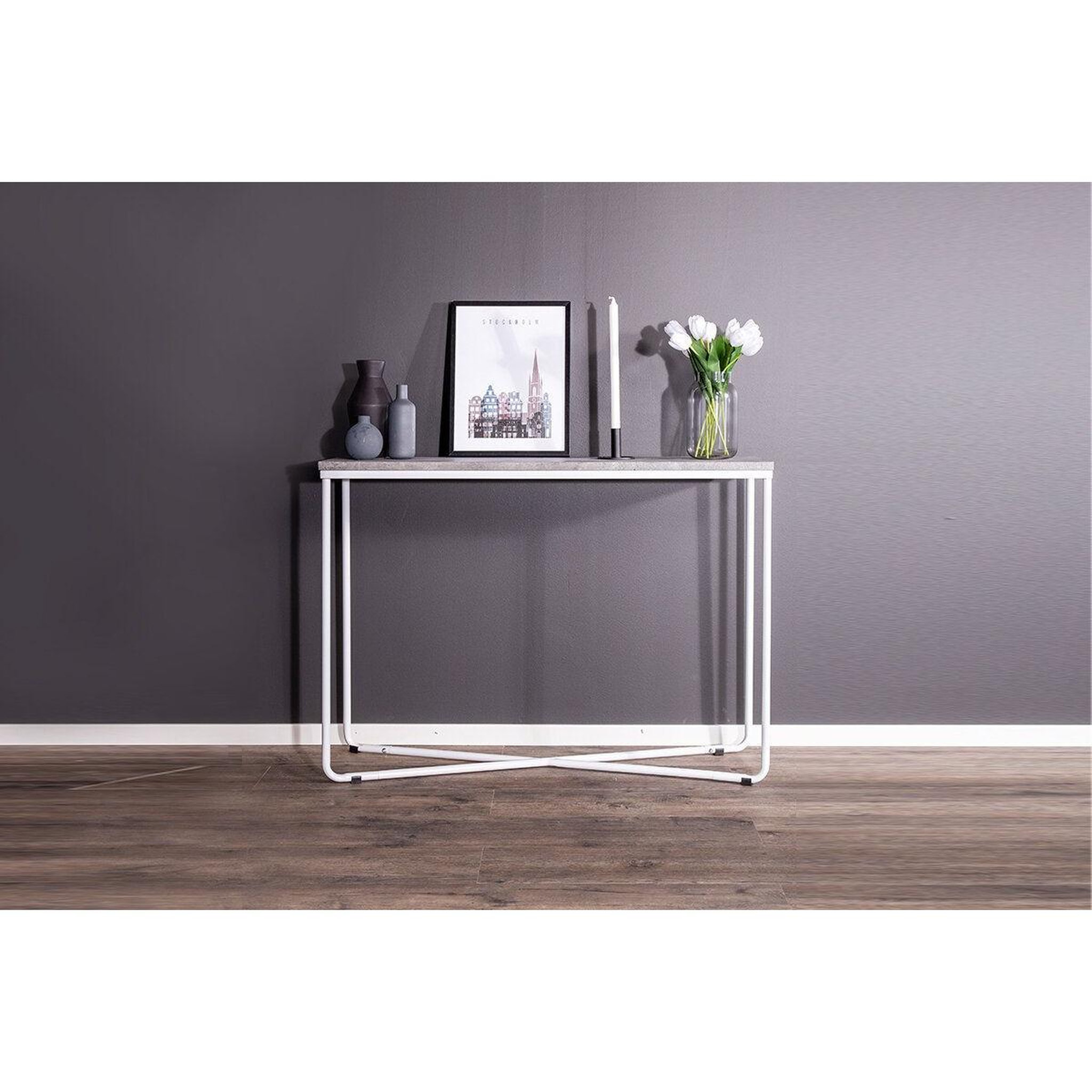 Voir la diapositive 6 : Paris Prix Console design  palace  110cm gris foncé & blanc