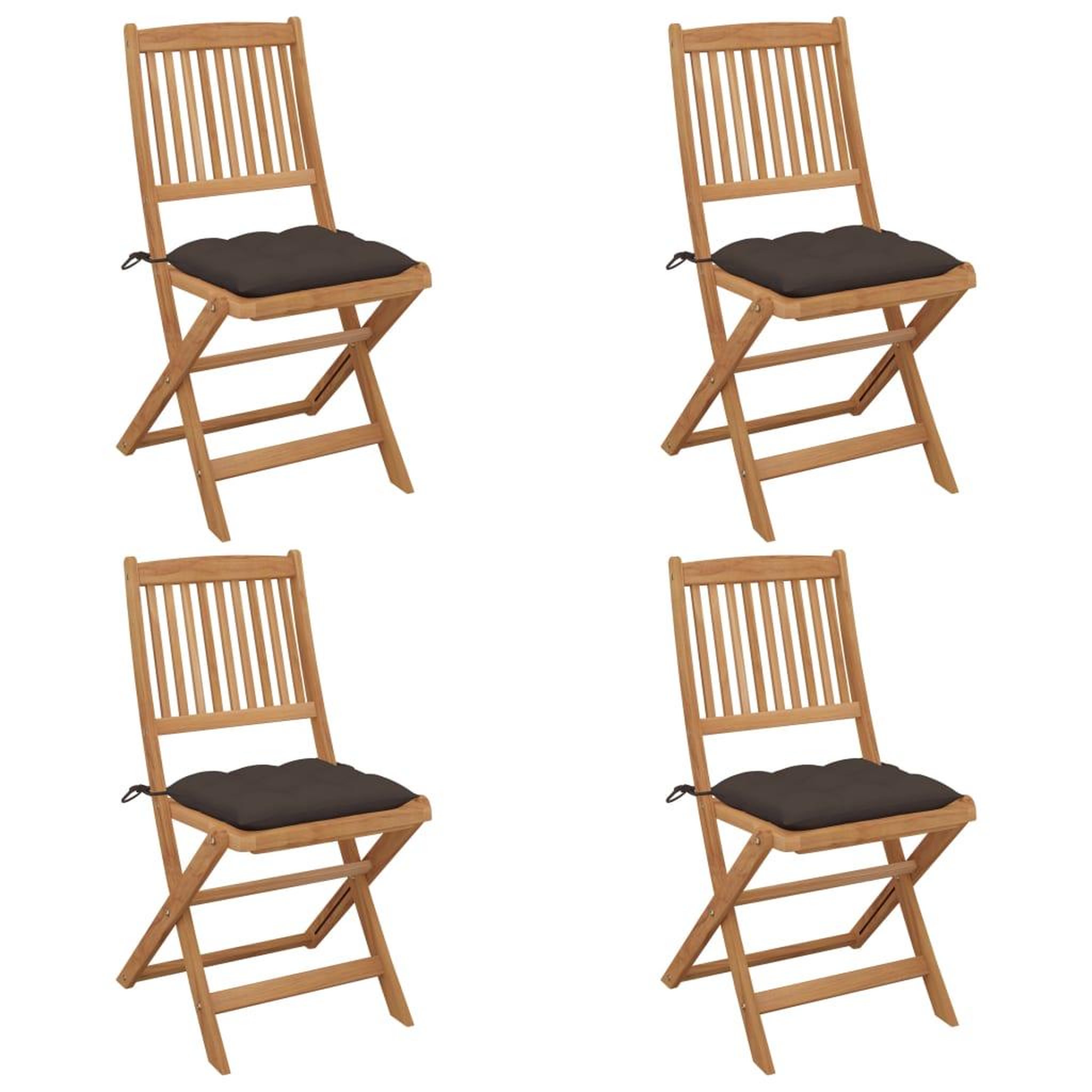 Voir la diapositive 1 : VIDAXL Chaises pliables de jardin lot de 4 avec coussins Bois d'acacia