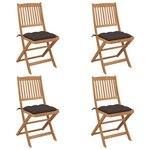 VIDAXL Chaises pliables de jardin lot de 4 avec coussins Bois d'acacia