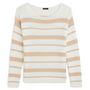 Voir la diapositive 3 : IN EXTENSO Pull manches longues col bateau à rayures ecru femme