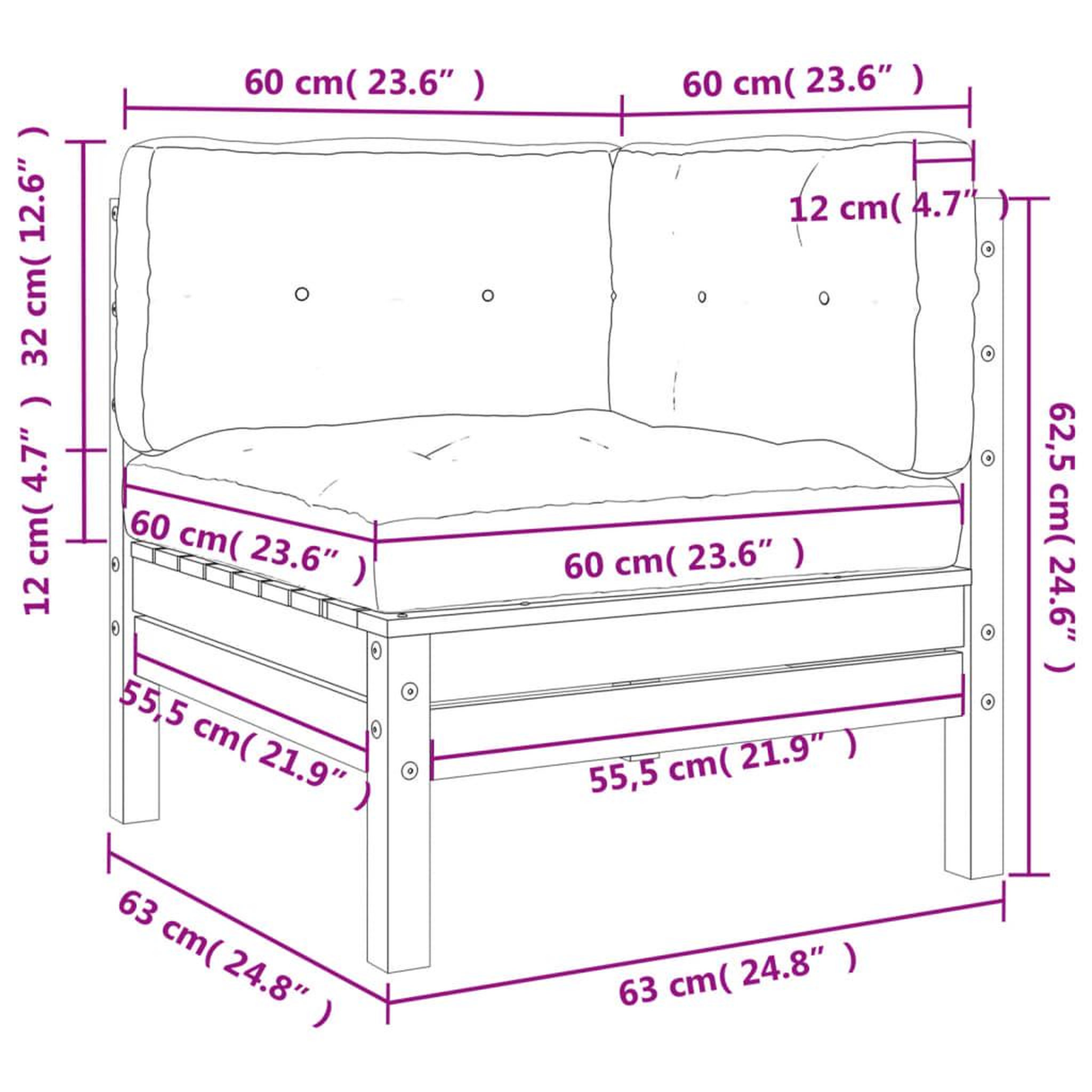 Voir la diapositive 6 : VIDAXL Canape d'angle de jardin coussins cire marron bois pin massif