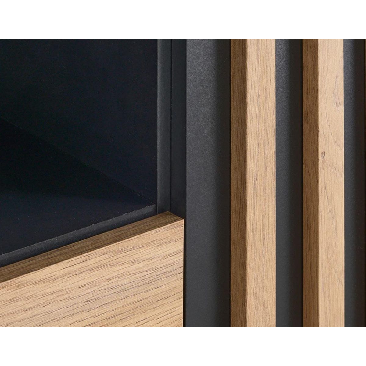 BEST MOBILIER Varna - meuble tv - bois et noir - 164 cm