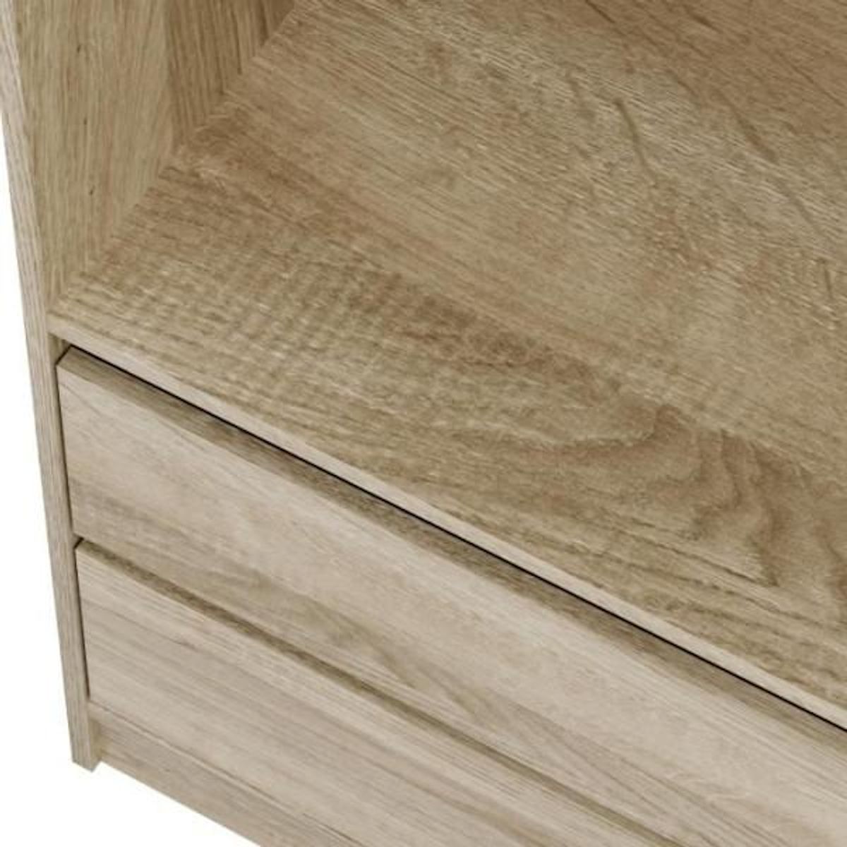 MARKET24 Dressing - Décor Chene - 2 tiroirs - 2 étageres - 1 tringle - L100 x P57 x H200 cm