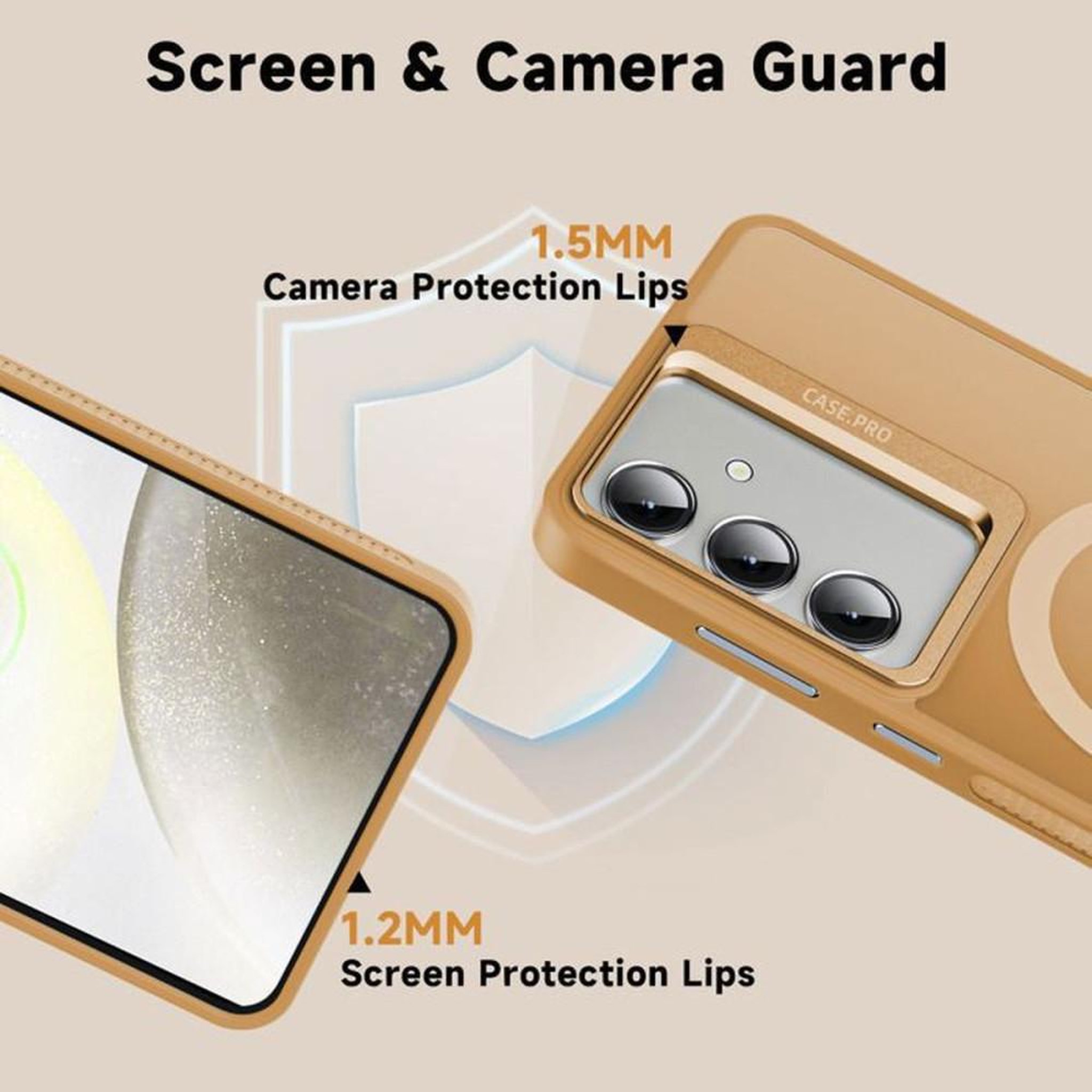 Voir la diapositive 5 : Coque téléphone orange semi-rigide avec anneau rotatif et protection écran Galaxy S24+