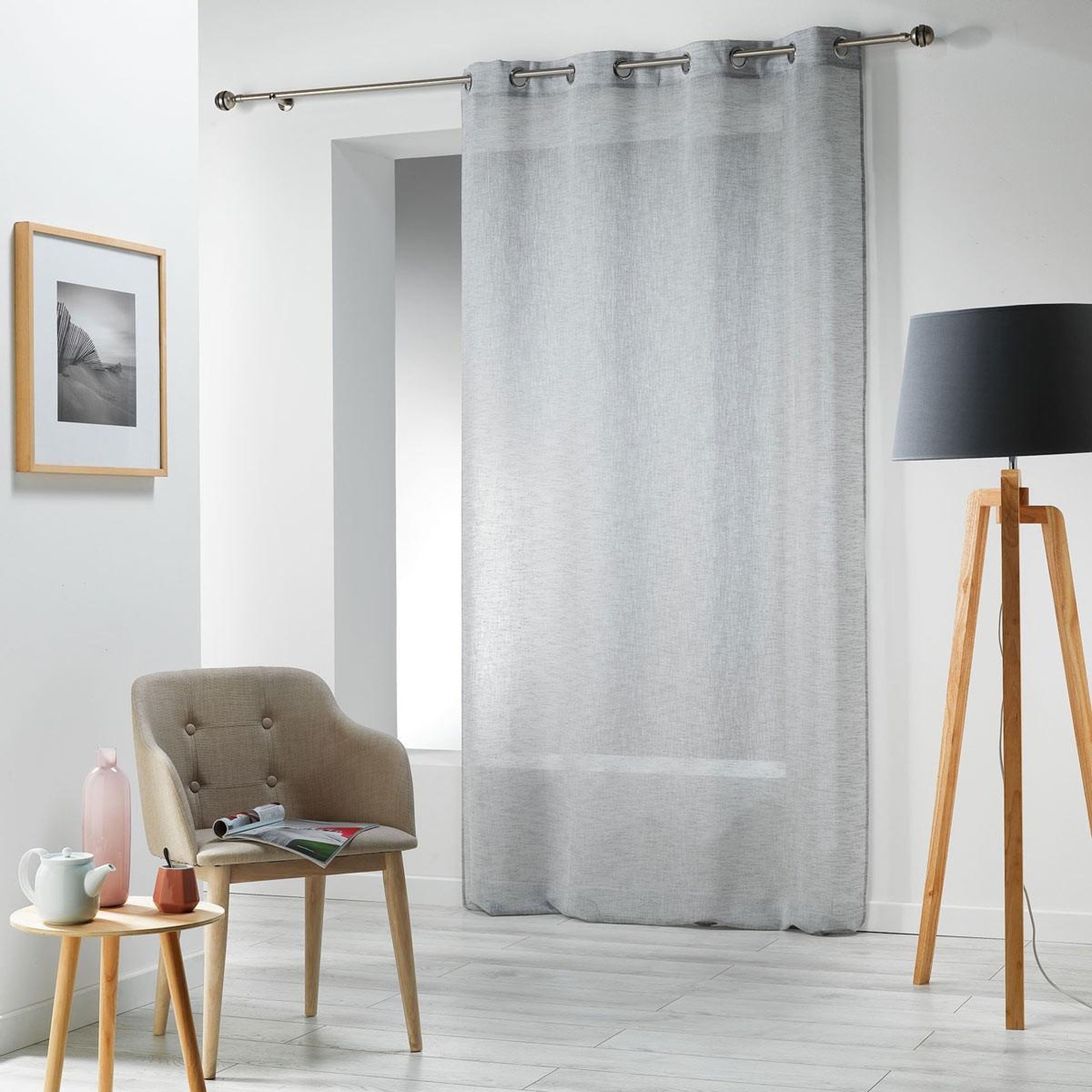 Douceur d'Intérieur Rideau voilage à œillets  carlin  140x240cm gris