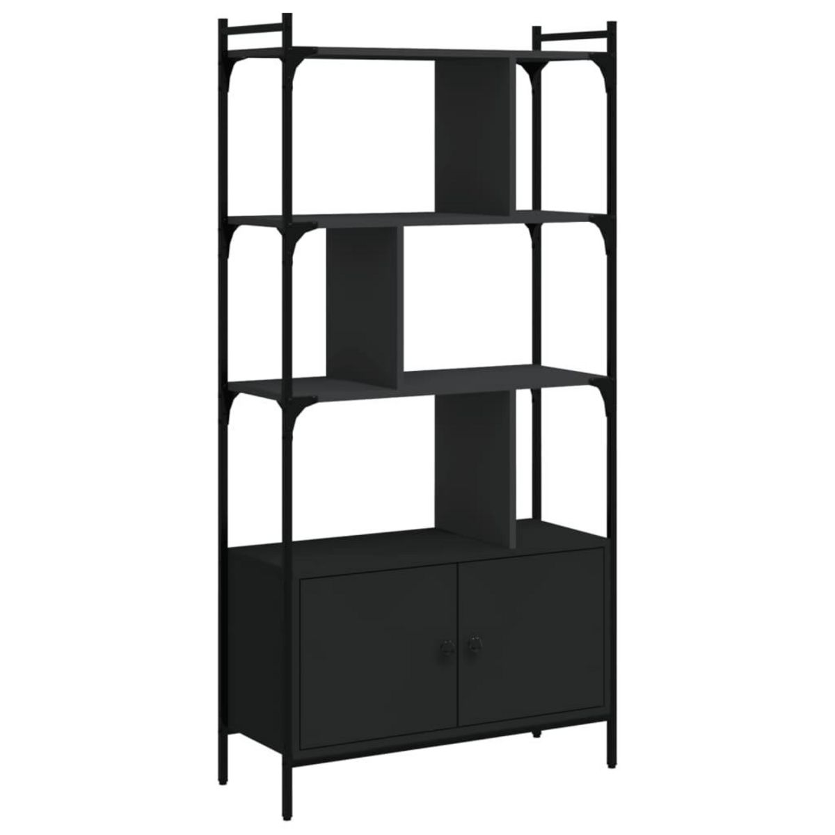 VIDAXL Bibliotheque avec portes noir 76,5x30x154,5cm bois d'ingenierie