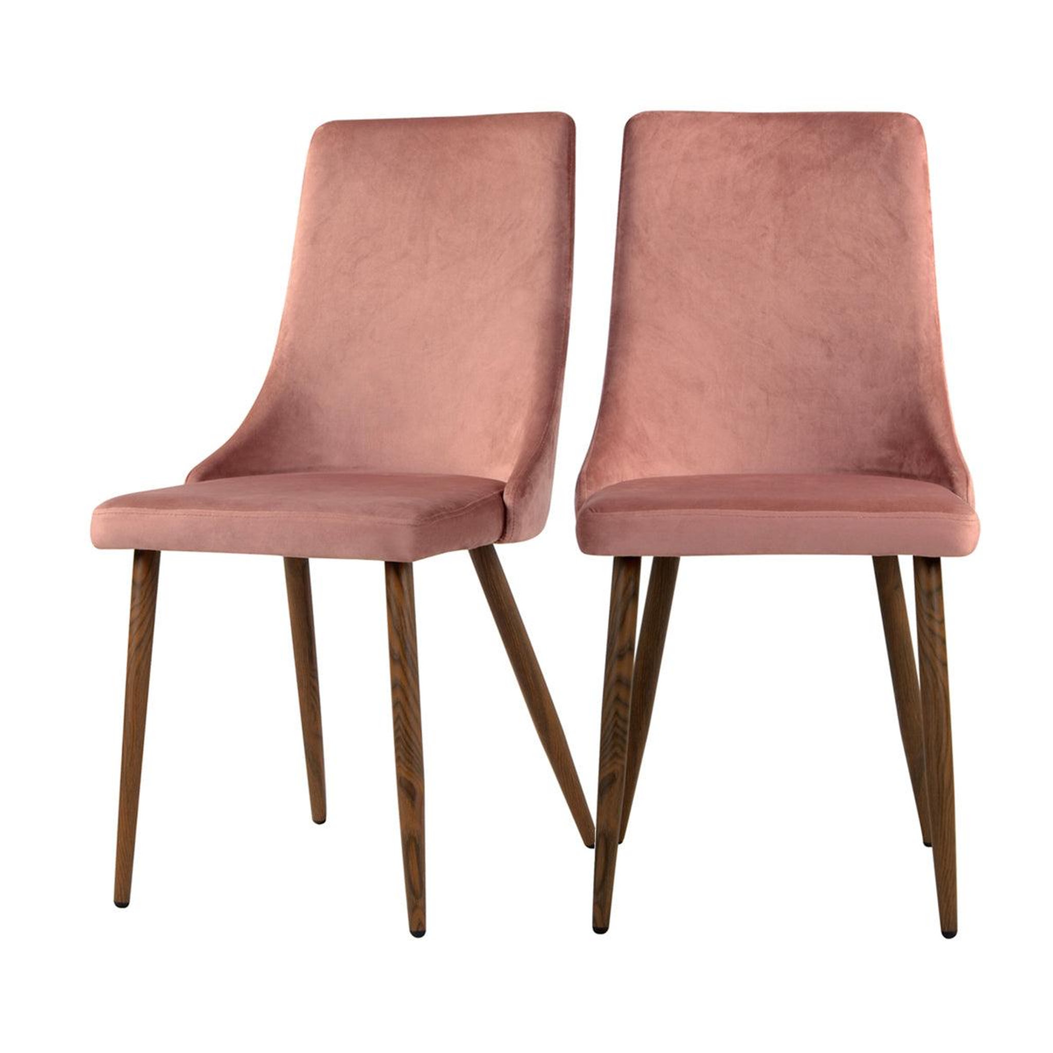 MAISON PAVANE Lot de 2 chaises en velours rose-vinni