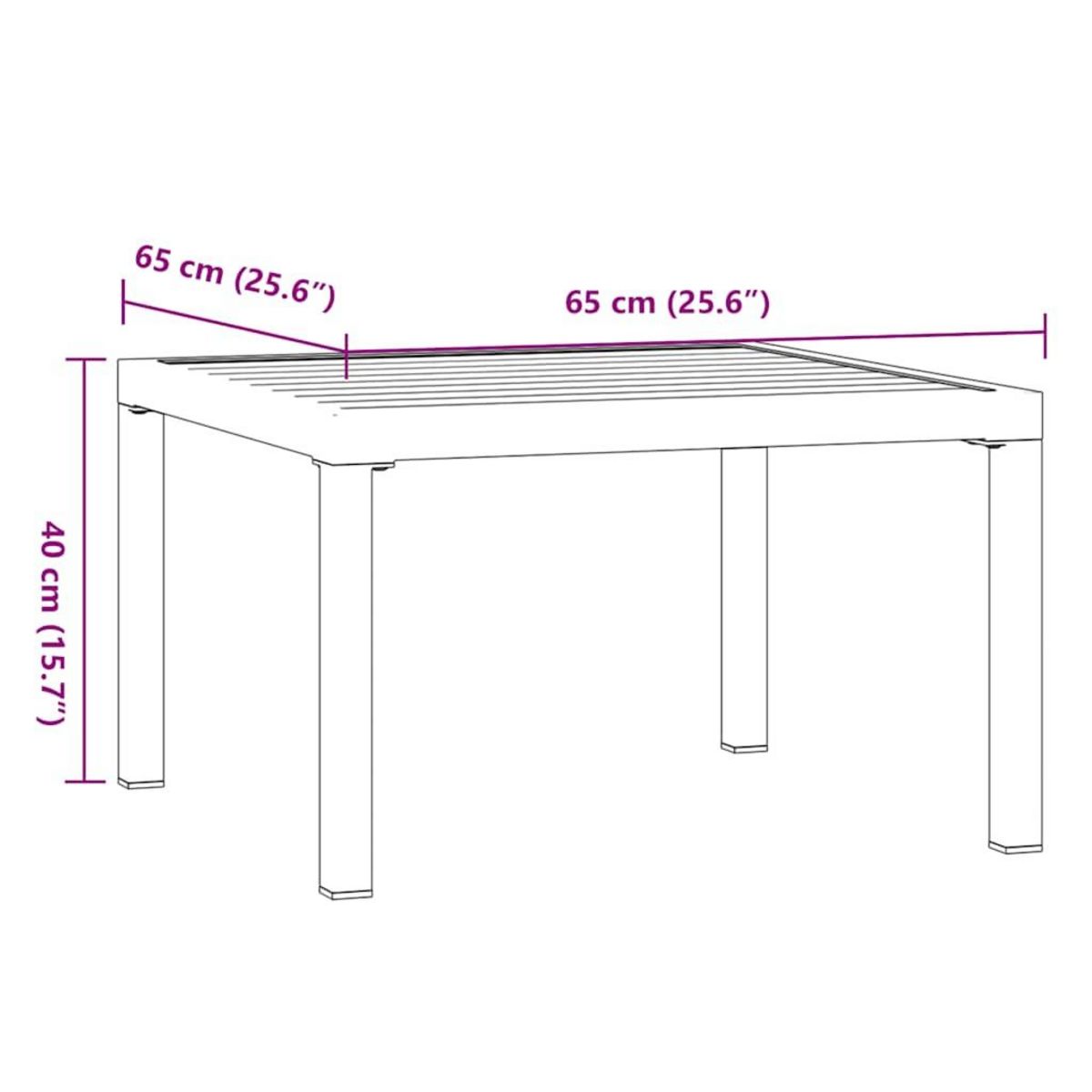 VIDAXL Table basse de jardin noir 65x65x40 cm aluminium
