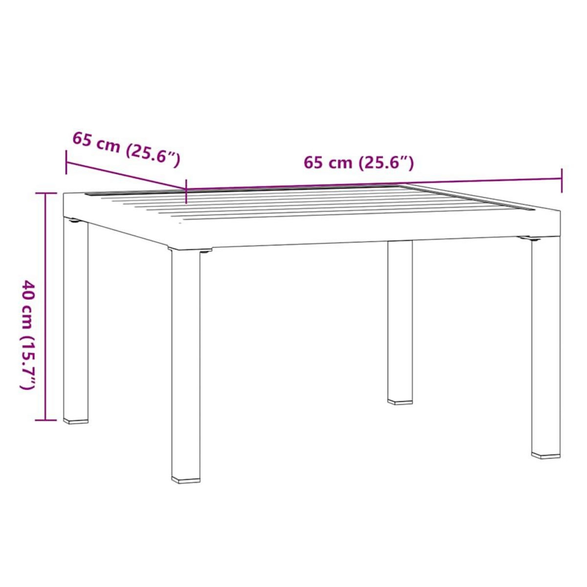 VIDAXL Table basse de jardin noir 65x65x40 cm aluminium