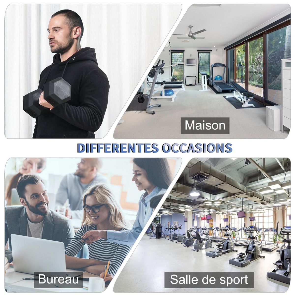 HOMCOM Haltère courte poids 15 Kg - entraînement musculaire & haltérophilie - acier caoutchouc noir