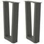 Voir la diapositive 1 : VIDAXL Pieds de table a manger en forme de V 2 pcs anthracite acier