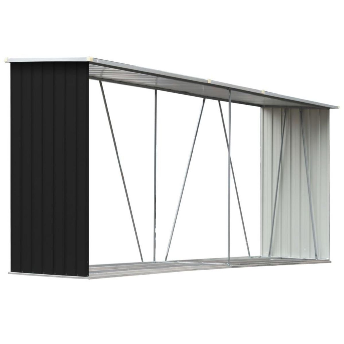 VIDAXL Abri de stockage a bois Acier galvanise 330x84x152cm Anthracite