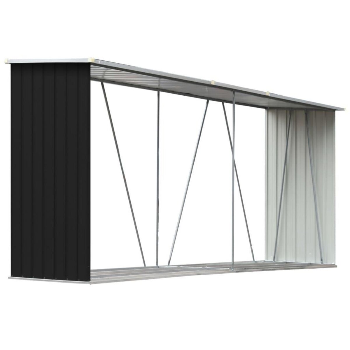 VIDAXL Abri de stockage a bois Acier galvanise 330x84x152cm Anthracite