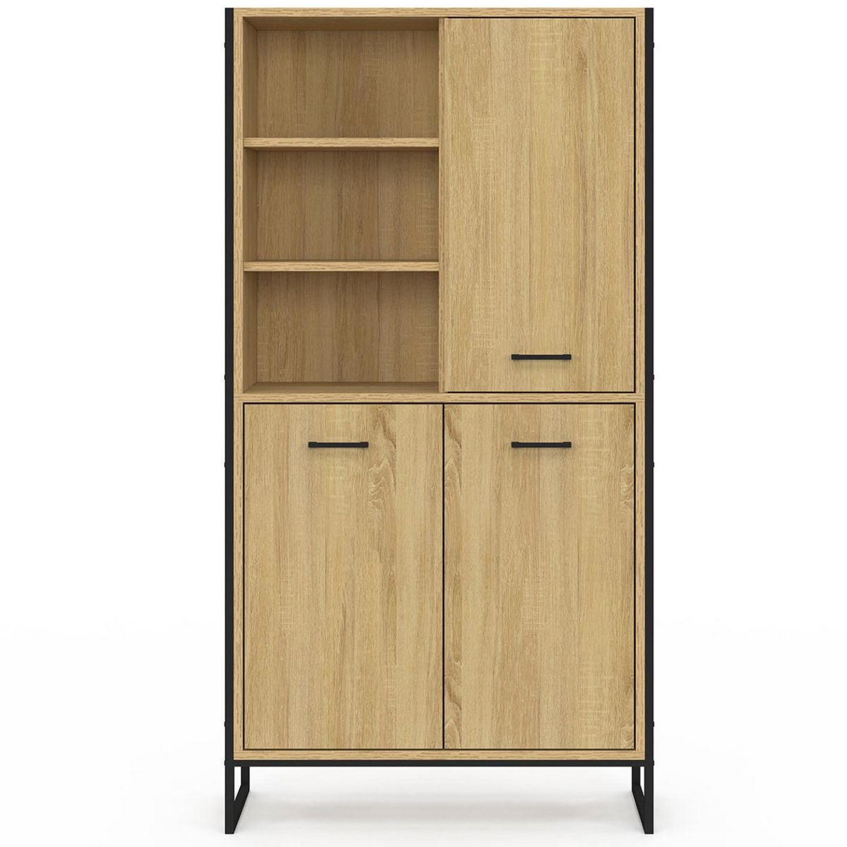 ID MARKET Buffet haut H. 160 cm DETROIT 3 portes design industriel