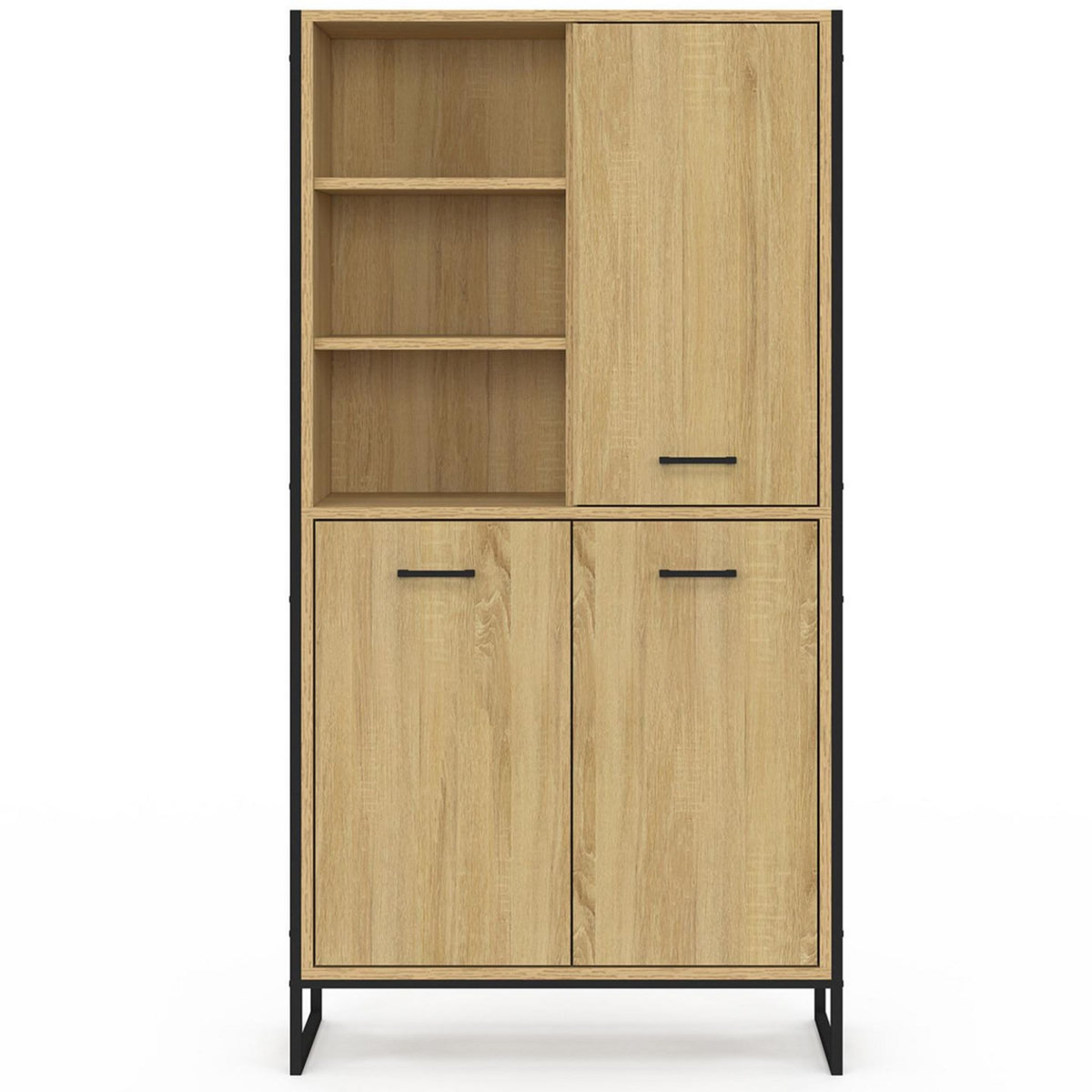ID MARKET Buffet haut H. 160 cm DETROIT 3 portes design industriel