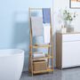 Voir la diapositive 2 : KLEANKIN Porte-serviette pliable autoportant - 3 barres, 3 étagères - dim. 53 x 30 x 152 cm - bois bambou