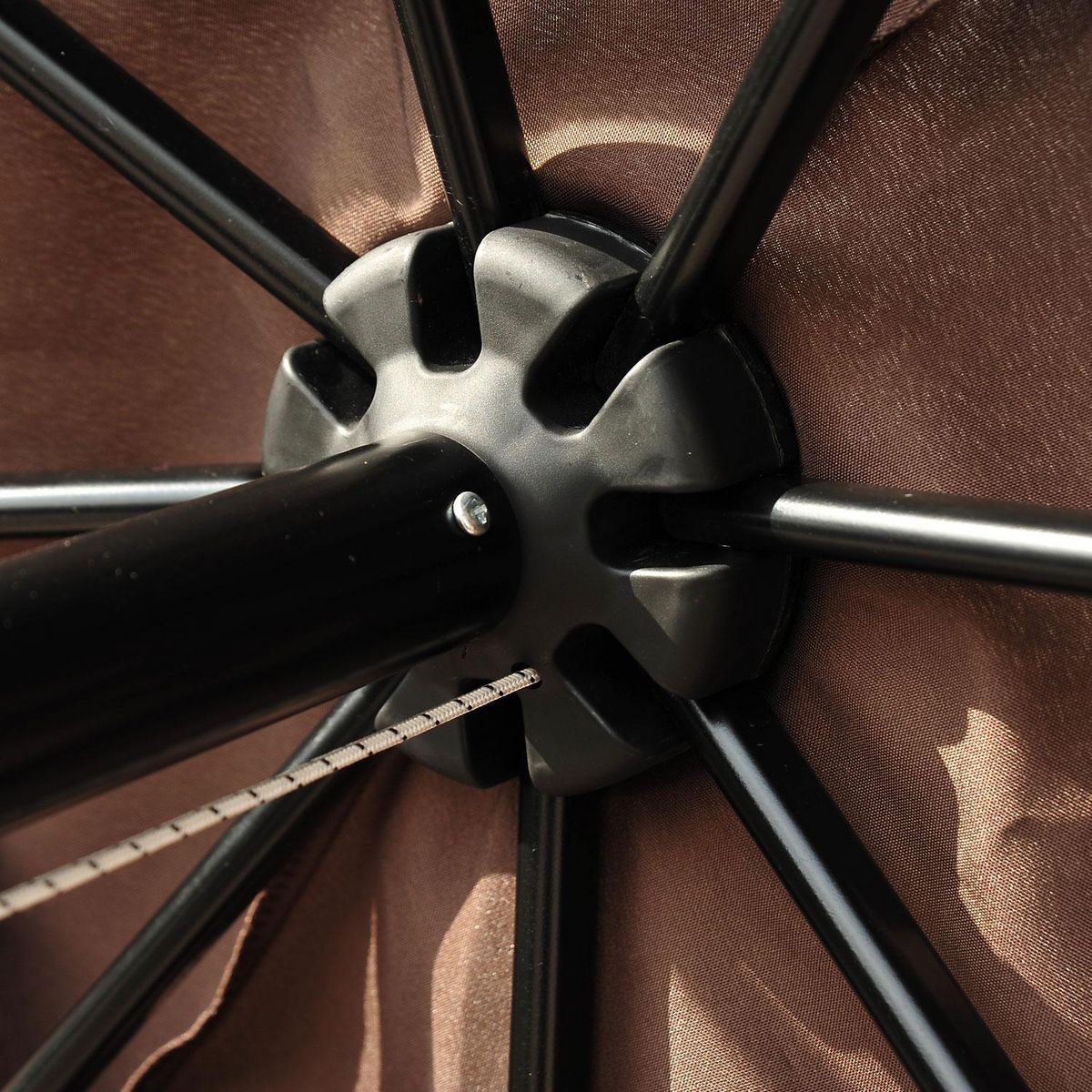 OUTSUNNY Parasol en métal rond polyester 180g/m² manivelle inclinable Ø 3 x 2,45 m chocolat