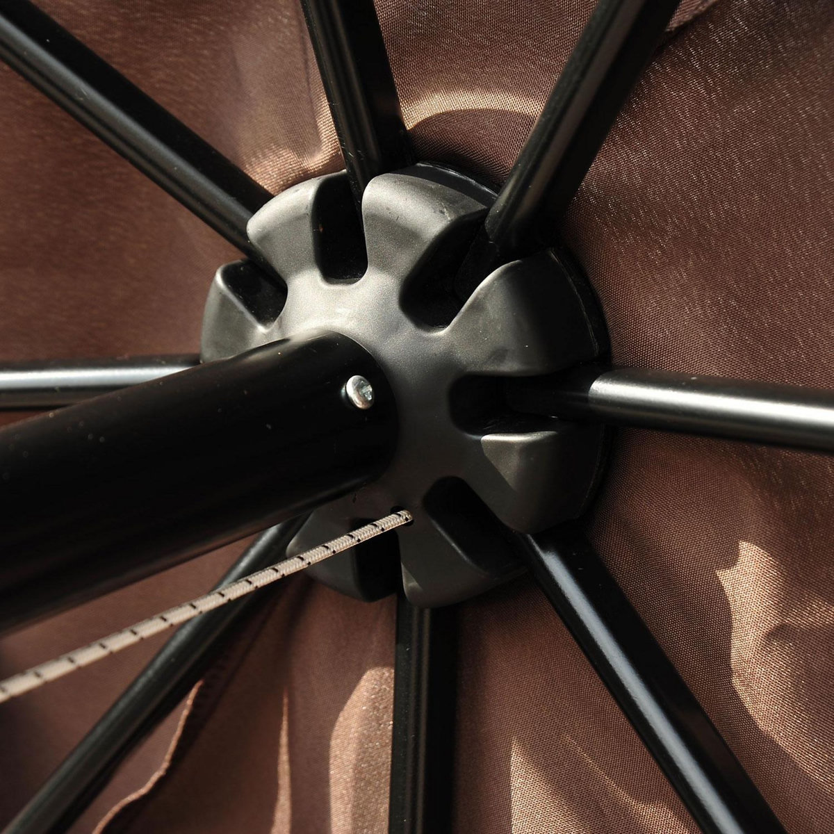 OUTSUNNY Parasol en métal rond polyester 180g/m² manivelle inclinable Ø 3 x 2,45 m chocolat