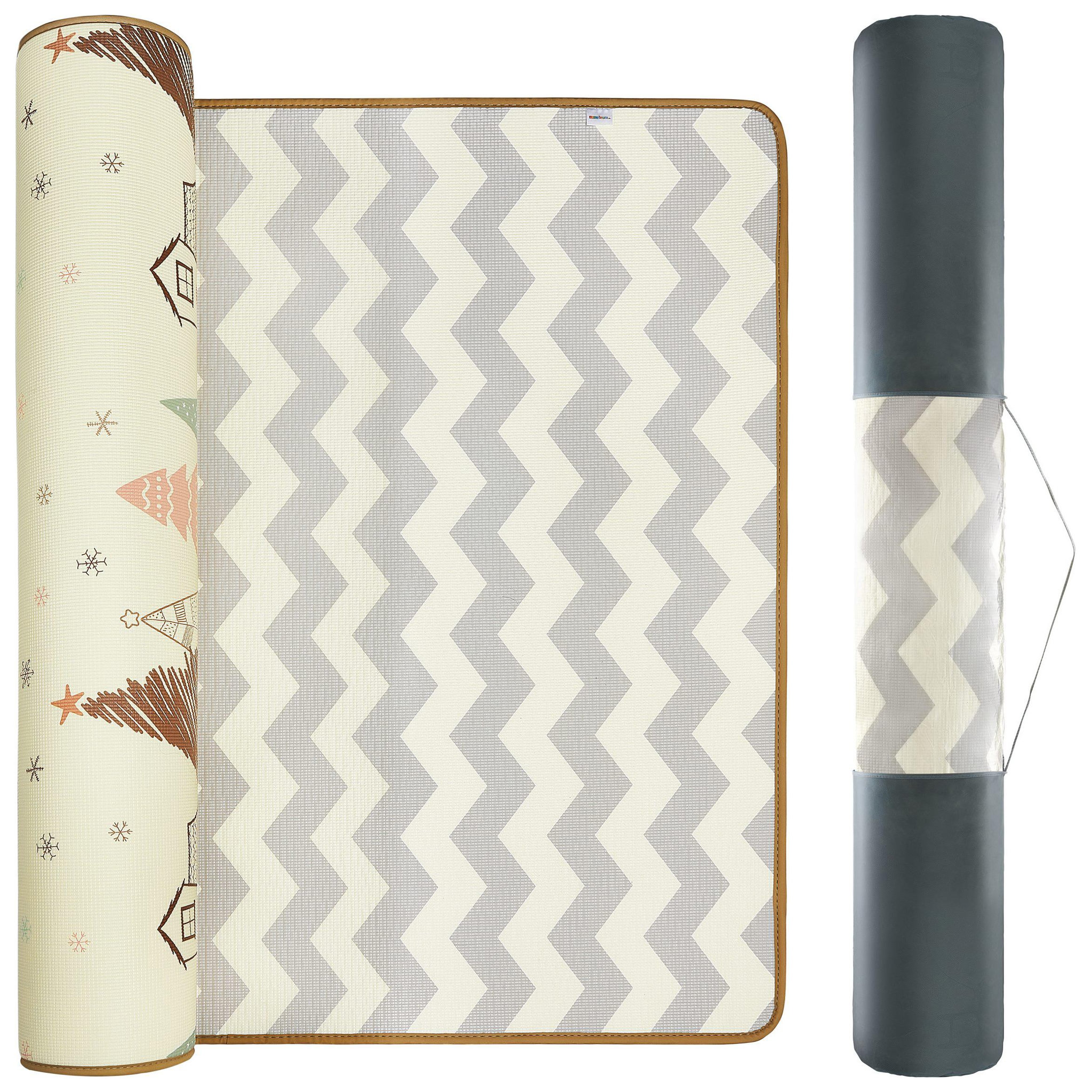 MAMABRUM Tapis d'éveil Mousse Enfant Foret et Zigzag 180x150 cm Epaisseur 2 cm Naissance