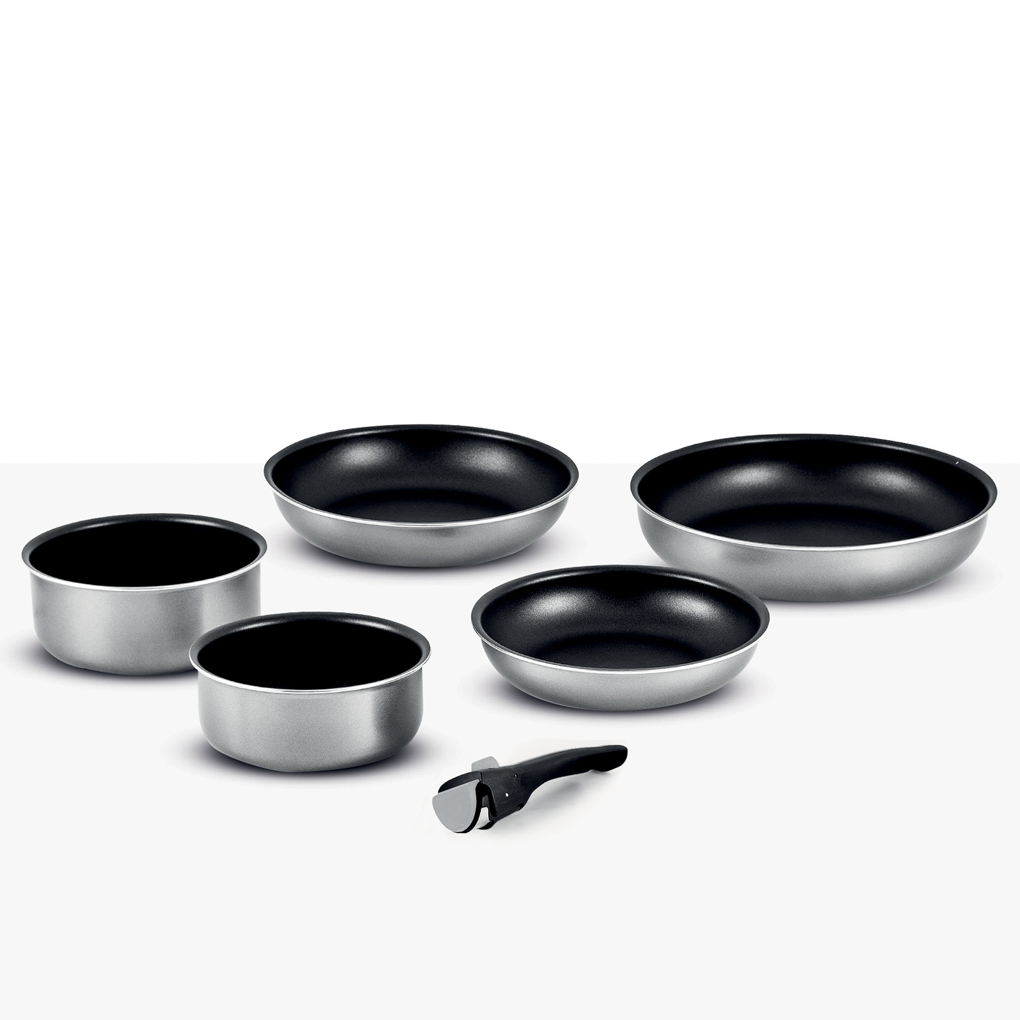 Voir la diapositive 7 : Batterie de cuisine induction 6 pièces amovible grise 