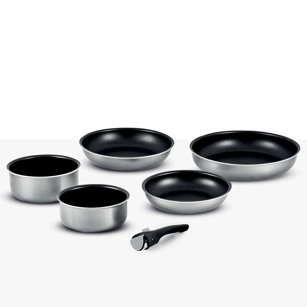 Batterie de cuisine induction 6 pièces amovible grise 