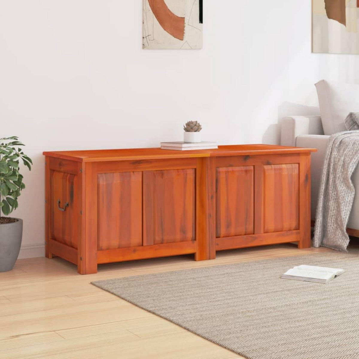 VIDAXL Coffre de rangement avec couvercle marron bois massif d'acacia