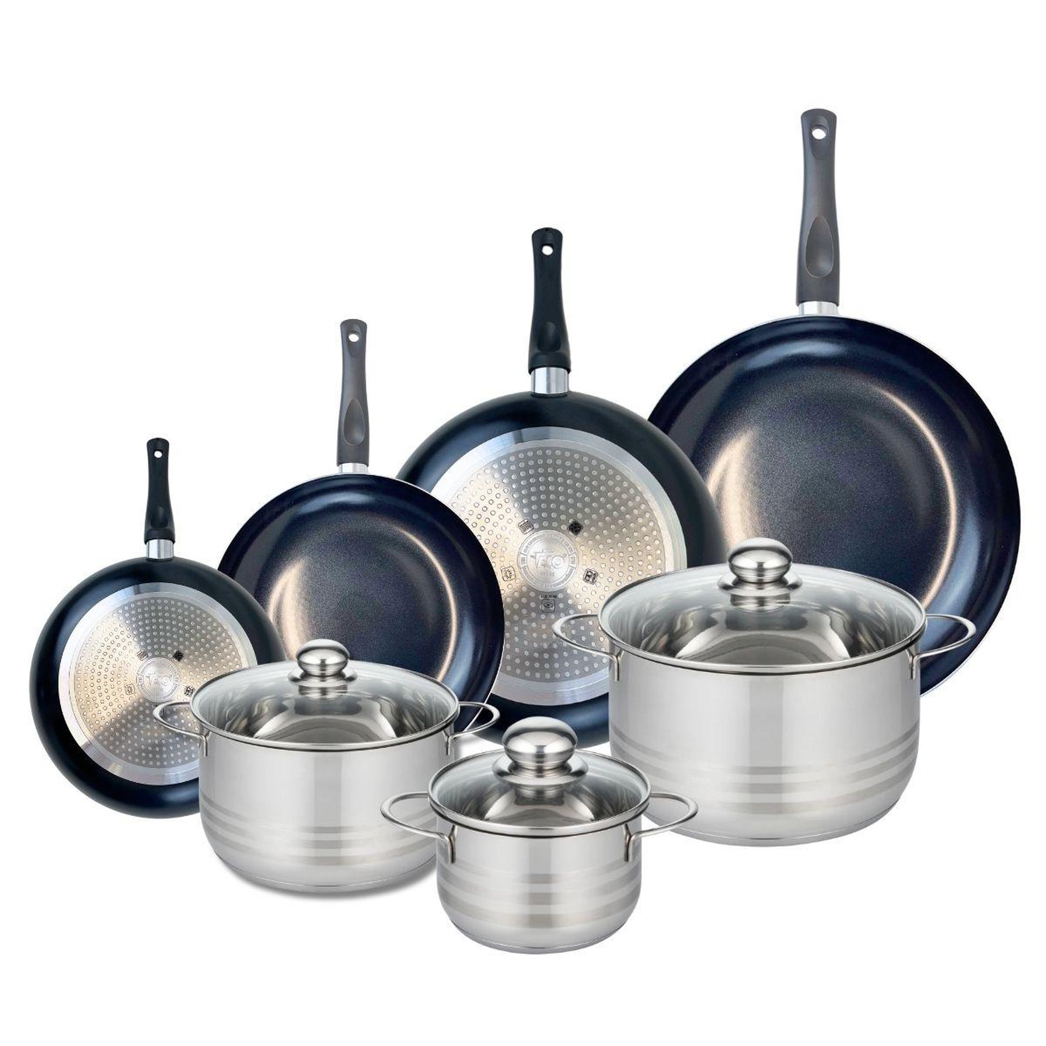 ELO Ensemble de 4 Poêles de cuisson 20, 24, 28 et 32 cm et 3 faitouts 16, 20 et 24 cm Elo Prima Brillant