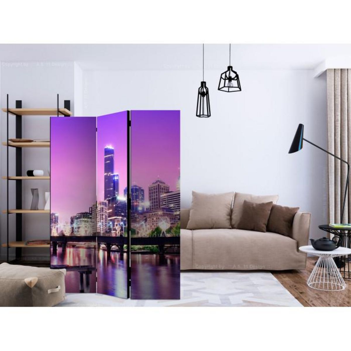 Paris Prix Paravent 3 Volets  Purple Melbourne  135x172cm