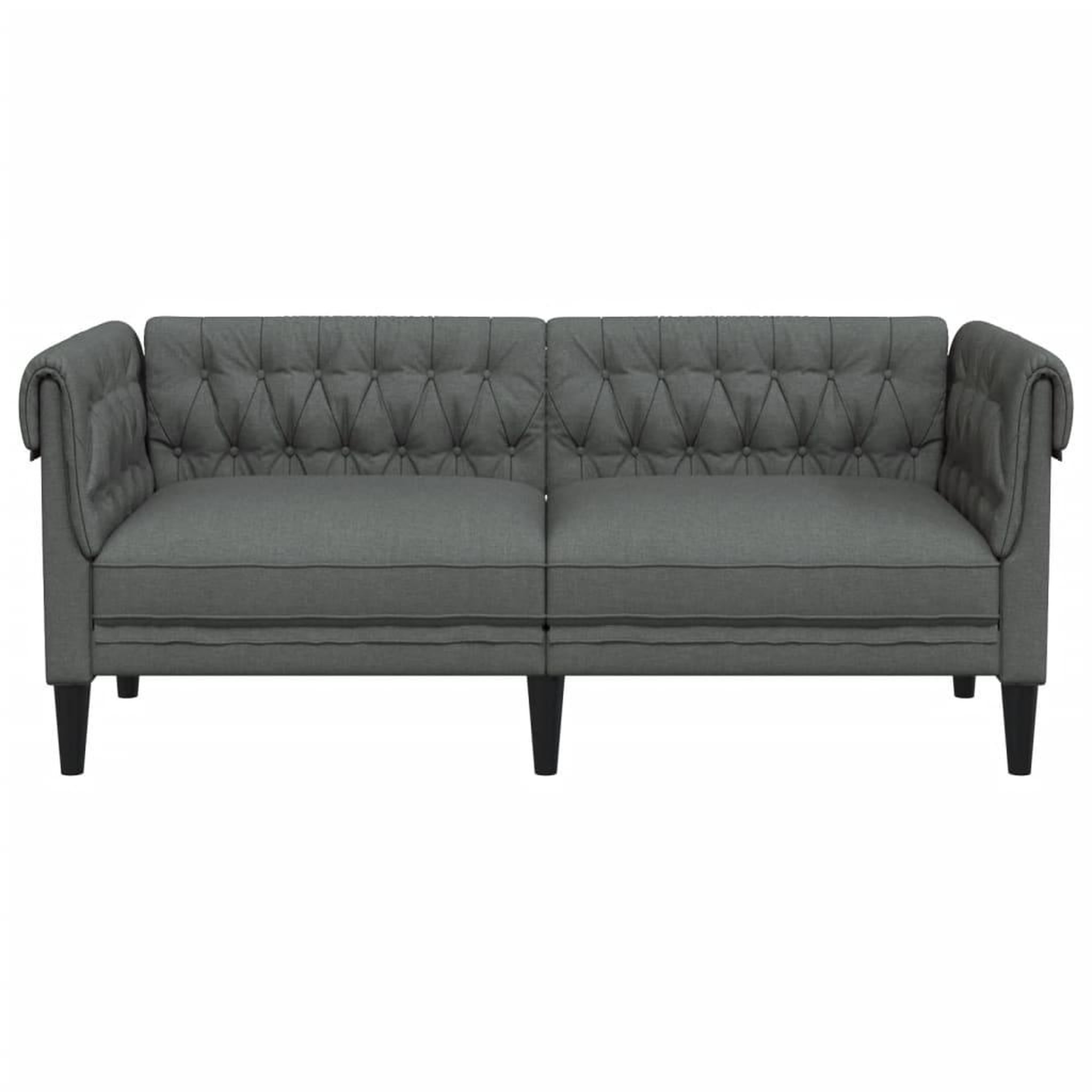 Voir la diapositive 4 : VIDAXL Canape Chesterfield 2 places gris fonce tissu