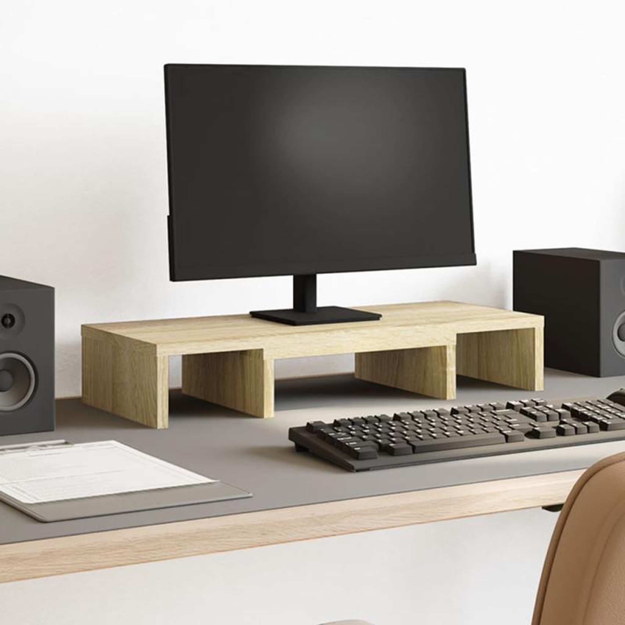 Voir la diapositive 1 : VIDAXL Support de moniteur réglable chêne sonoma bois d ingénierie