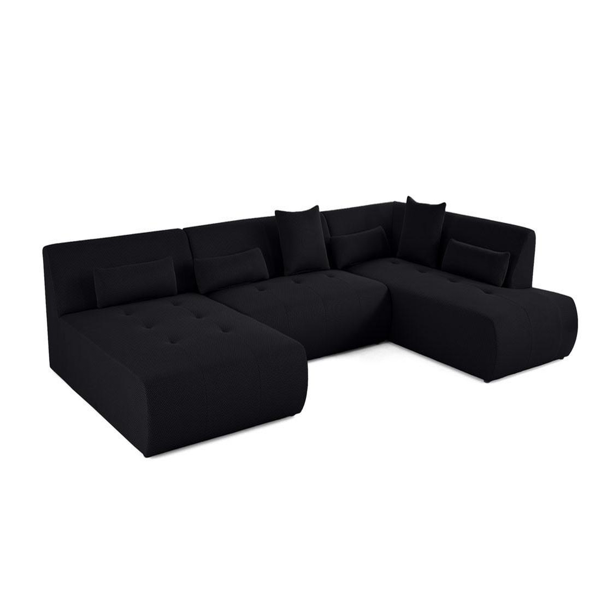 Voir la diapositive 2 : LISA DESIGN Onyx - canapé panoramique modulable d'angle droit - 7 places - en tissu mailles 3d