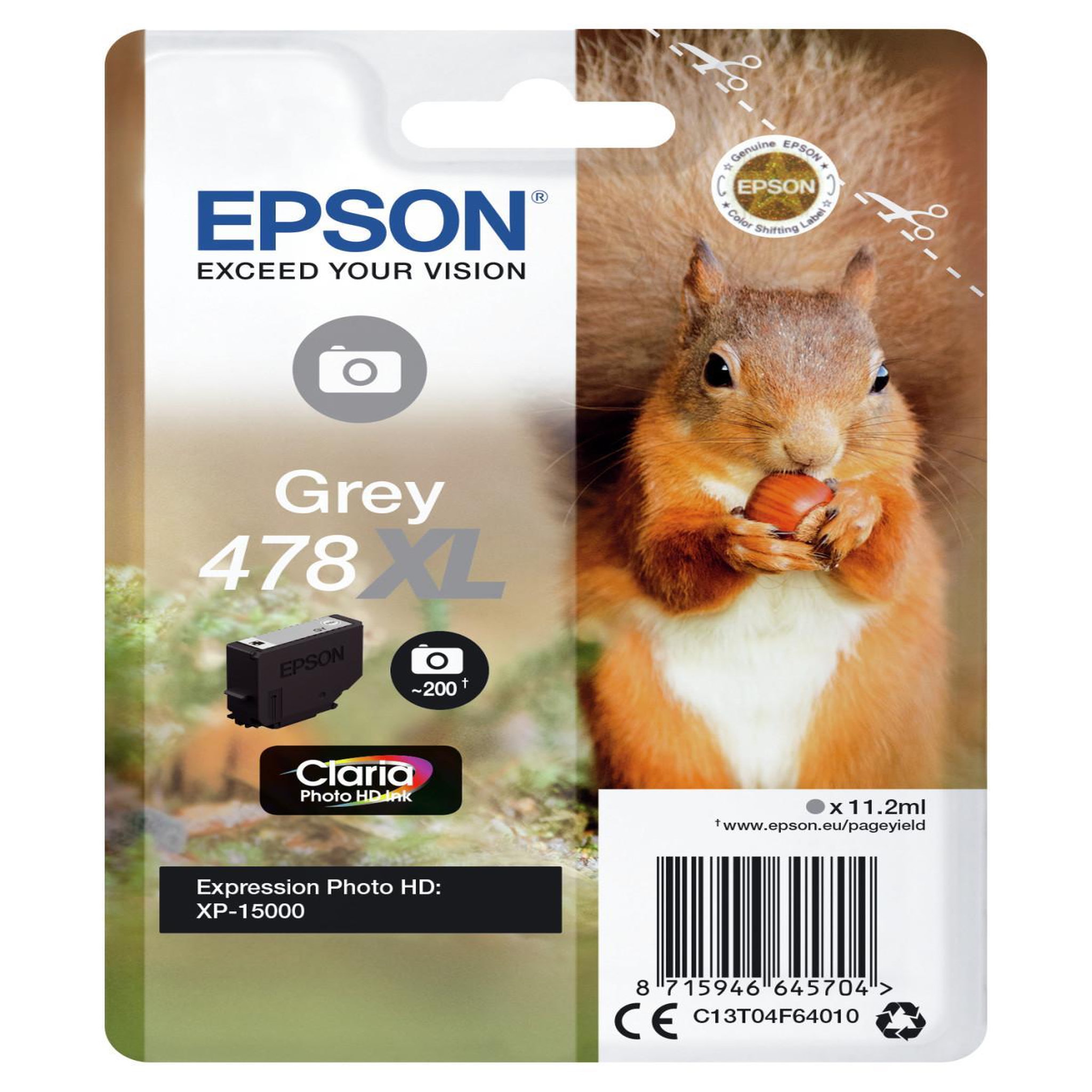 Voir la diapositive 3 : Epson Cartouche d'encre Originale 478 XL Grise Haute Capacité Série Écureuil - C13T47974010