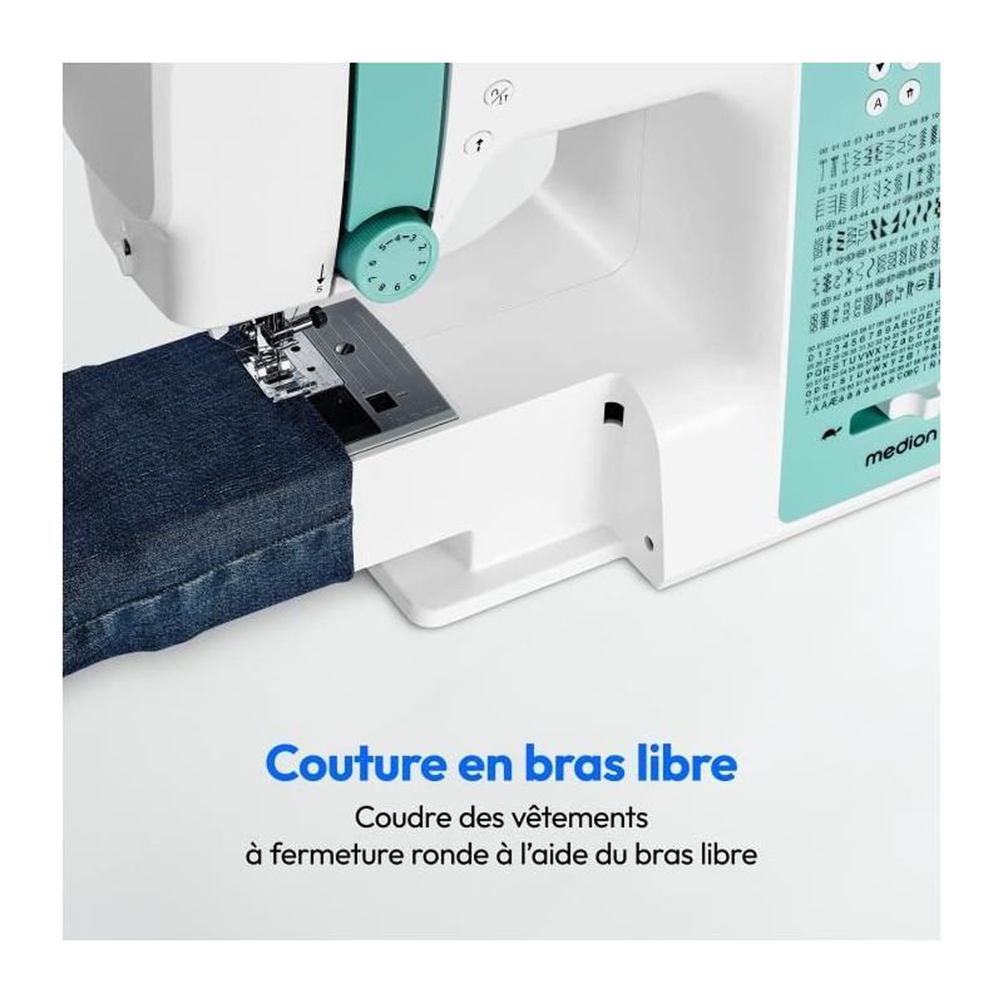 Voir la diapositive 3 : Medion Machine a Coudre Numérique - MEDION - SD 36 - 38W - 270 Points - 700 tr/min - LED - Turquoise
